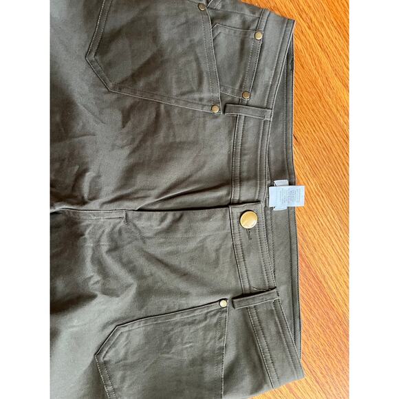Cache olive green stretch capri jeans pants size 10 gold tone trim Perfect - Picture 4 of 5